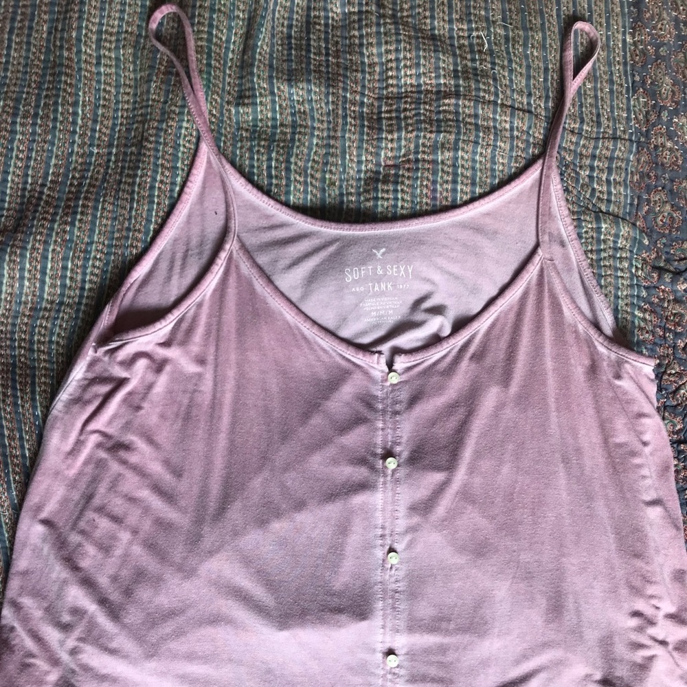 Washed purple tank with cute buttons